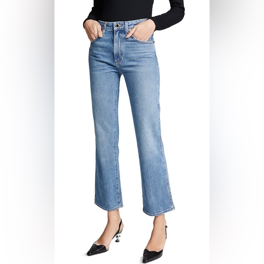 KHAITE Vivian Light Blue Denim Bootcut Crop Jeans 25 2 - Never Altered
